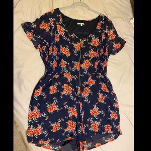 Navy Blue Floral Romper